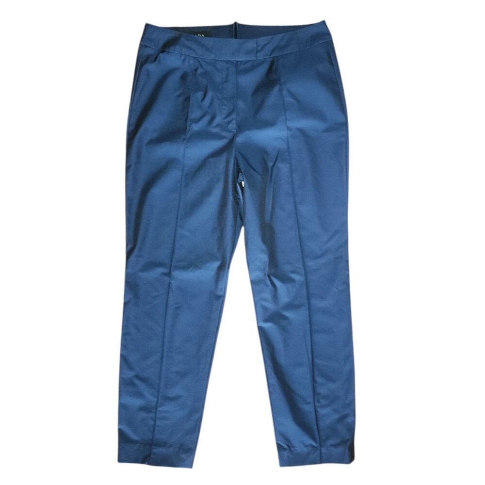 Escada‎ Pants Womens Size 36 Solid All Navy Blue Crop Leg Lightweight Nylon